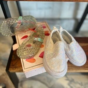Size 5, 2 pair sparkle, shoes, toddler, baby baby girl